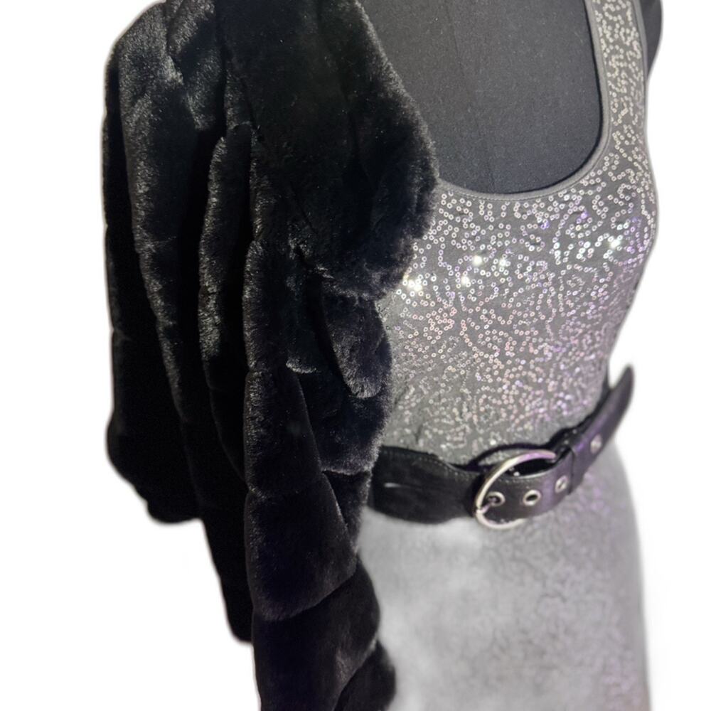 Papaya Gray Tank Dress Silver Sequin Made In USA Y2k Party Holiday, Prom